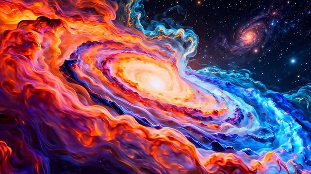Colorful galaxy with swirling nebula