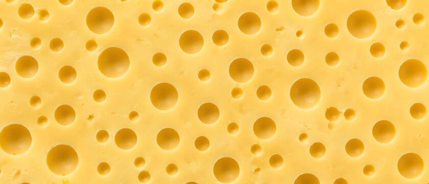 Close up of swiss cheese with holes background