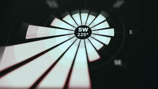 Wind Rose diagram displaying that the wind is currently blowing from the SW