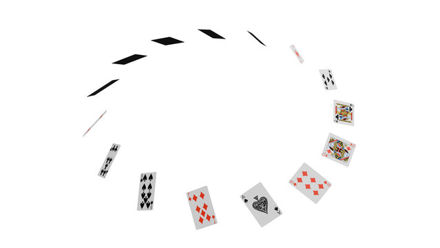 Playing Cards Floating in Circular Pattern