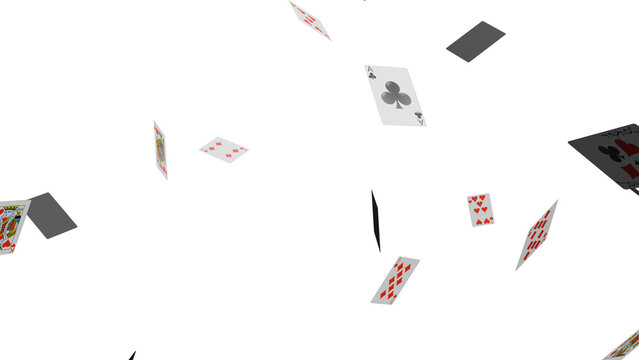 Flying Playing Cards on White Background
