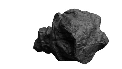 Dark Rough Stone on White Background © Anh