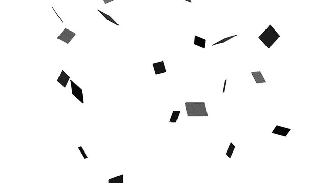 Falling Black Squares on White Background