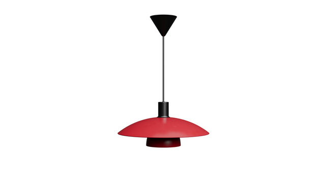 Modern Red Pendant Light Against White Background
