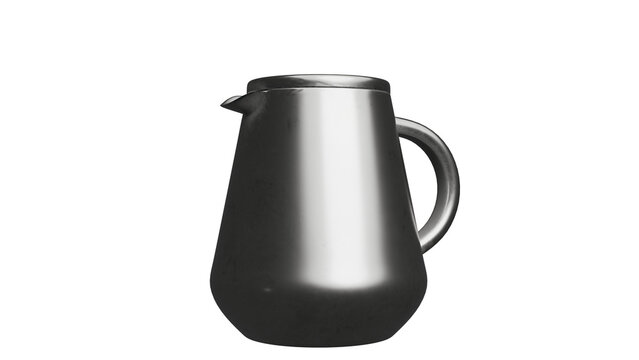 Stainless Steel Teapot Against White Background