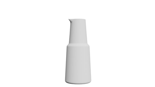 Minimalist White Ceramic Pitcher on White Background
