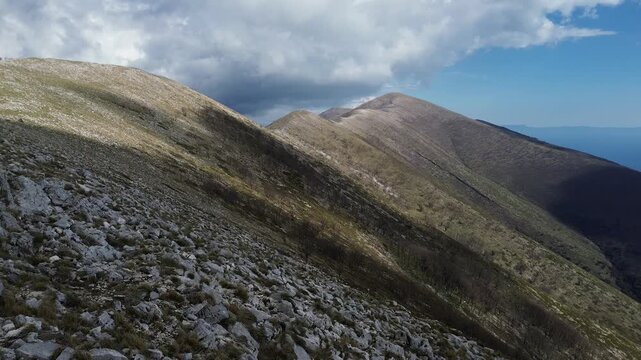 Drone flight in Albania, near Orikum, spring time