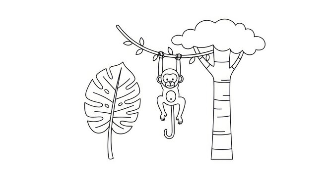 Monkey hanging from tree branch outdoors.