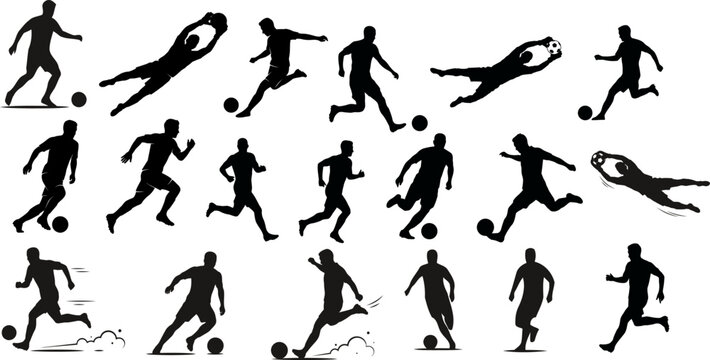Silhouette of football player isolated on transparent background