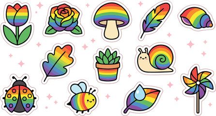 Rainbow ladybug sticker with colorful wings and black spots © Mdopu