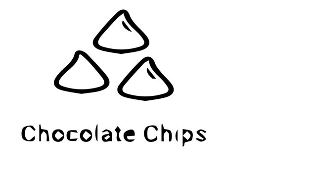 Chocolate chips hand drawn vector icon, minimalist black and white cocoa drop illustrations, sweet baking ingredient line art for bakery logos