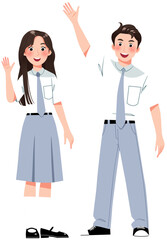 Fototapeta premium Boy and Girl in Indonesia Senior High School uniform