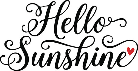 Elegant typography design 'hello sunshine' calligraphy with heart accent for positive messaging © Sadia