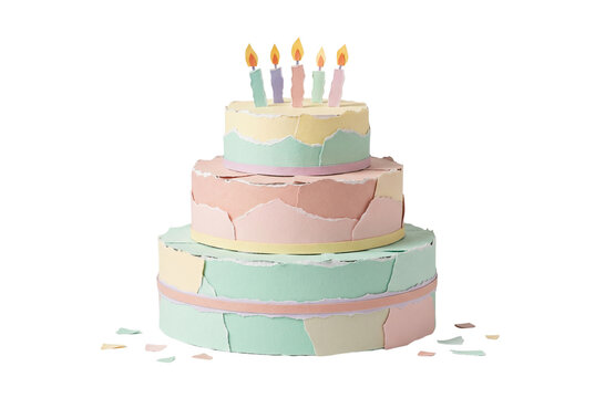 Ripped Paper Birthday Cake for PNG Asset