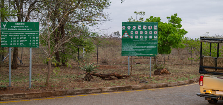 Eingang am Crocodile Bridge Gate am Kr&uuml;ger National Park