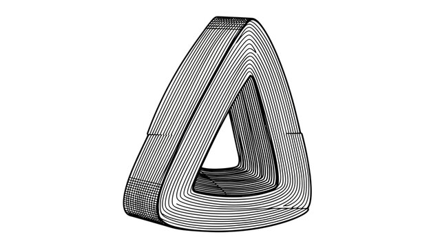 Optical Illusion Impossible Triangle 3D Graphic on Isolated White Background