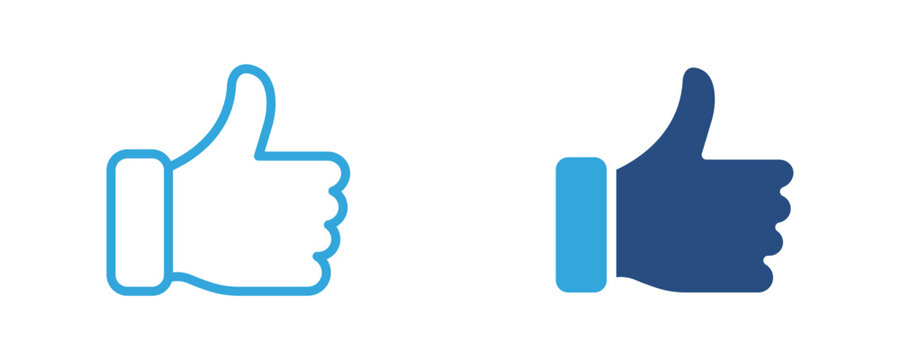 Thumbs up icon, like symbol, approval gesture, positive feedback, success, vector illustratio