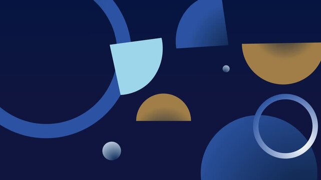 Abstract geometric composition circles half circles and rings background animation