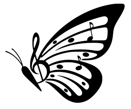 Music Butterfly SVG - Musical Notes Butterfly Vector Illustration