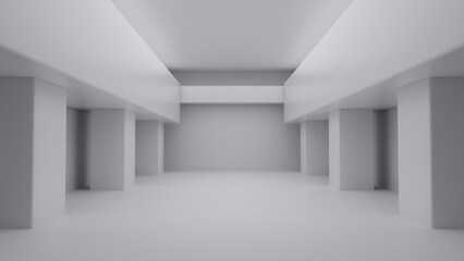 Fototapeta premium Abstract Futuristic empty floor and room Sci-Fi Corridor With light for showcase,room,interior,display products.Modern Future cement floor and wall background technology interior concept.3d render