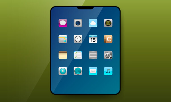 Tablet smartphone screen application icon grid user interface design template