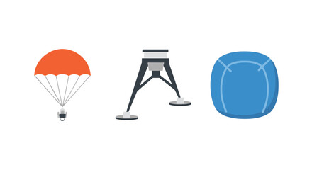 Space Landing Module Parachute and Airbag Vector Set © Ibnu