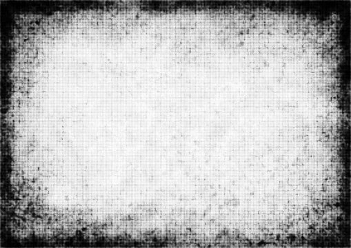 Large vector halftone grunge border texture with a transparent background