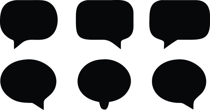 Set of speech bubble icons in line art style for communication design