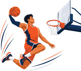 Basketball player dunking ball into hoop sport athlete © Nargis
