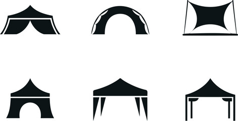 Collection of various canopy and tent structures for outdoor events and market stalls © Heramone