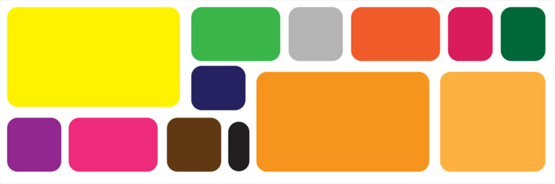 Abstract geometric background with colorful rounded rectangles on white backdrop