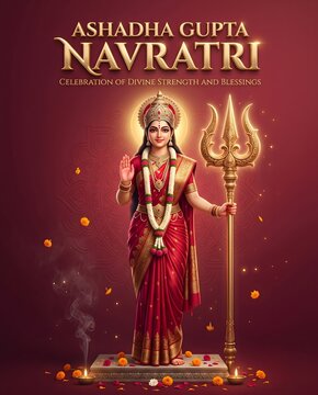 Divine goddess illustration for ashadha gupta navratri festival celebration greeting