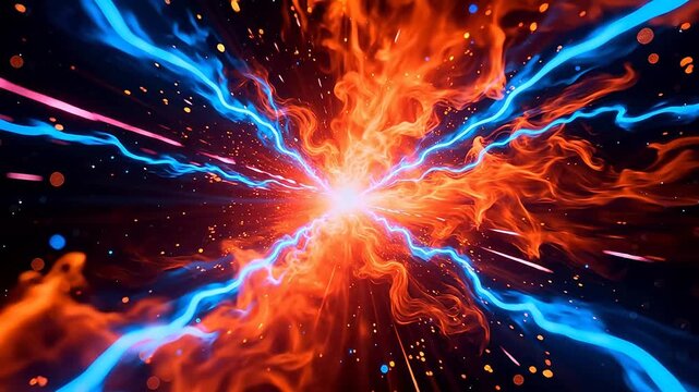 Abstract cosmic explosion with light beams