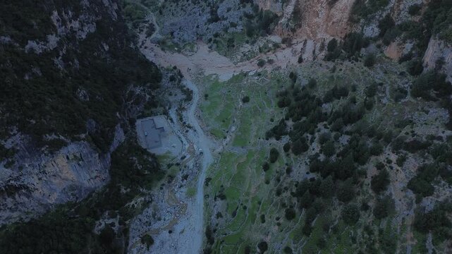 Drone flight in Albania, near Orikum, spring time