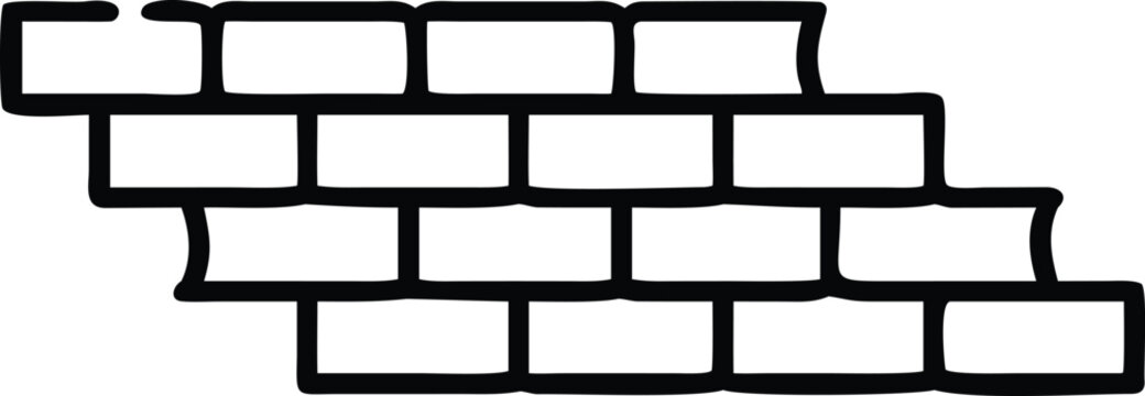 Line Art Illustration of a Brick Wall Segment for Construction Design