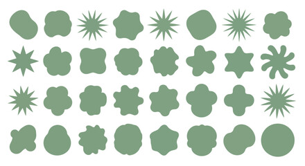 Collection of Various Green Botanical Shapes and Forms for Design. © Vira