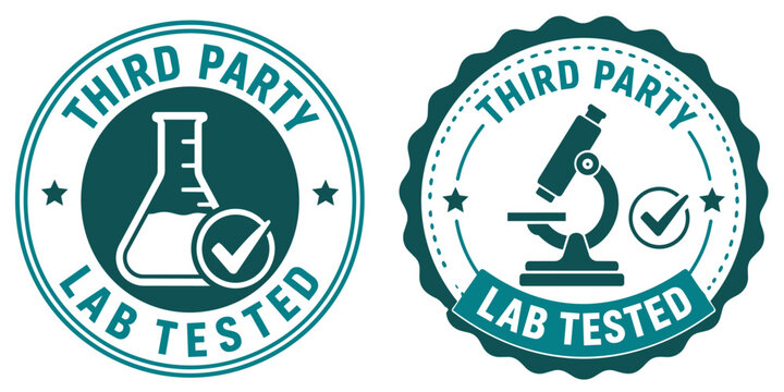 Third Party Lab Tested Certification Badge Collection, Laboratory Verified Seal Vector Set