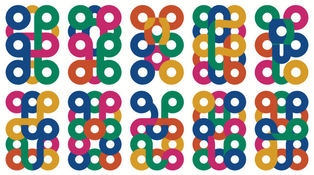 Colorful chain link patterns