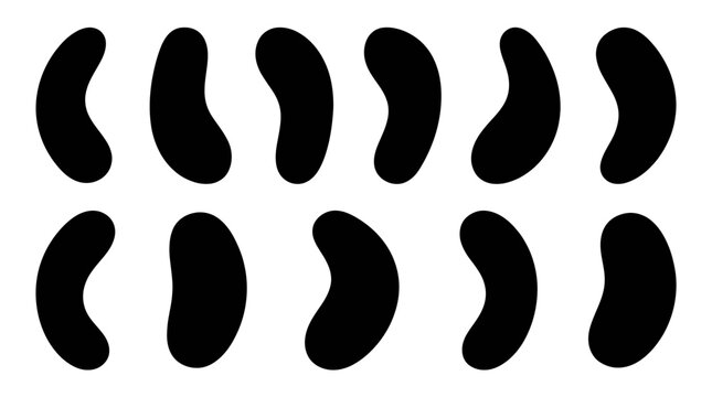 Black kidney bean shapes on white background
