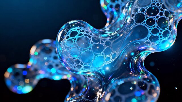 Blue glowing bubble structures