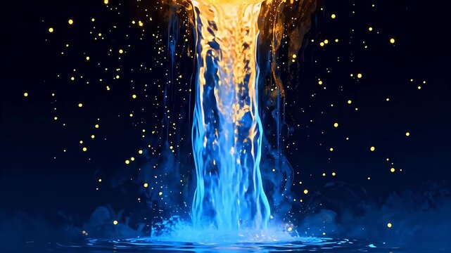 Mystical glowing waterfall