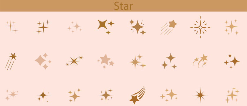 Sparkle vector icons set.  Shine symbol illustration.  Minimalist silhouette stars icon