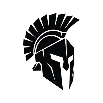 Spartan gladiator helmet silhouette vector icon