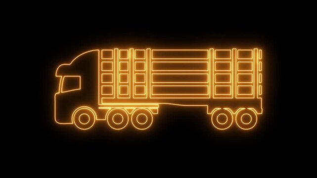Truck neon icon 4K video animation	