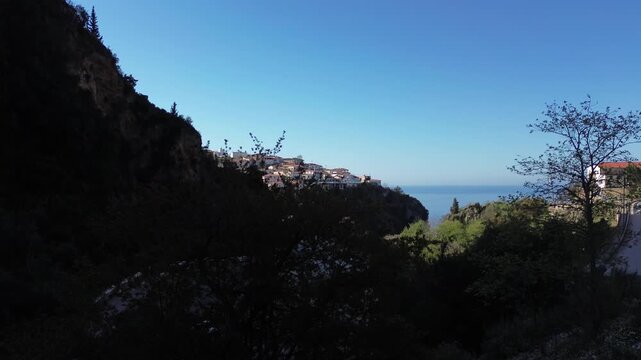 Sunrise flight in Albrania seaside