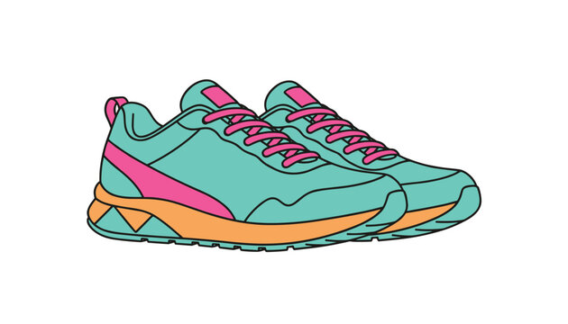 Pair of stylish training sneakers in vibrant teal, pink, and orange tones suitable for sports training and active lifestyle daily activities.