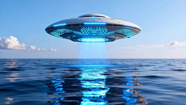 UFO hovering over ocean