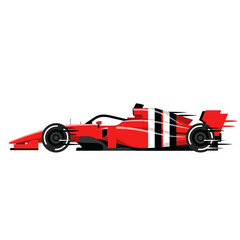 Obraz premium Modern Red Formula 1 Race Car Speed Motion Blur Vector Illustration