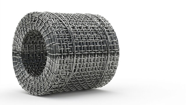 Chain link mesh fencing with hexagonal eyelet metal rabitz netting roll 3d realistic vector illustration isolated fence barrier construction material woven from steel wire