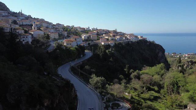 Sunrise flight in Albrania seaside
